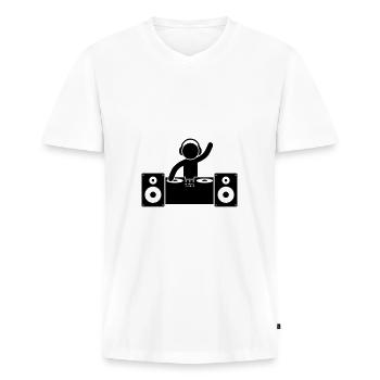 Platines dj - T-shirt encolure en V Premium bio Homme - blanc - Devant - Nico (187cm)