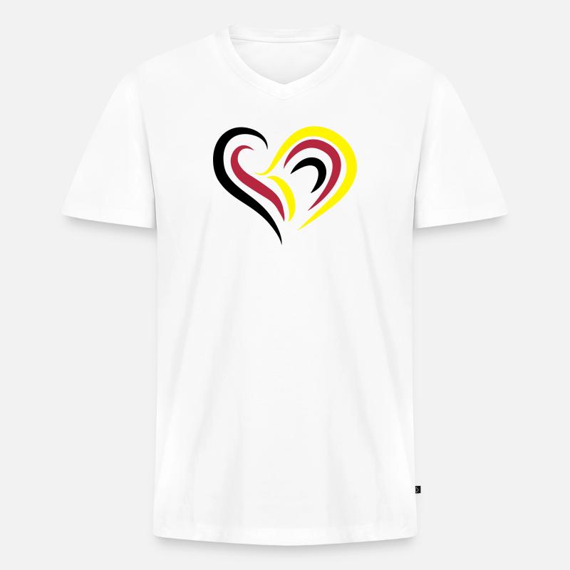 EM2018 DE (Herz) - Männer Premium Bio T-Shirt mit V-Ausschnitt - Weiß