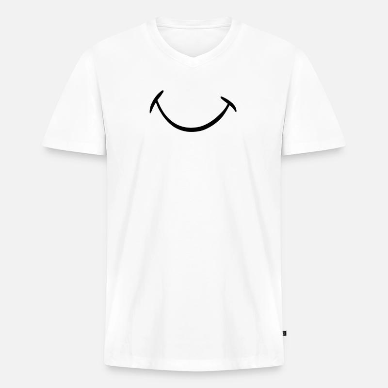 Lächeln Sie. - Männer Premium Bio T-Shirt mit V-Ausschnitt - Weiß