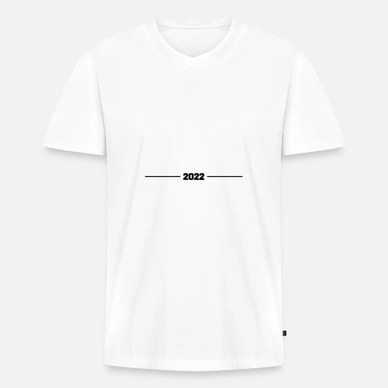 2022 linie - Männer Premium Bio T-Shirt mit V-Ausschnitt - Weiß