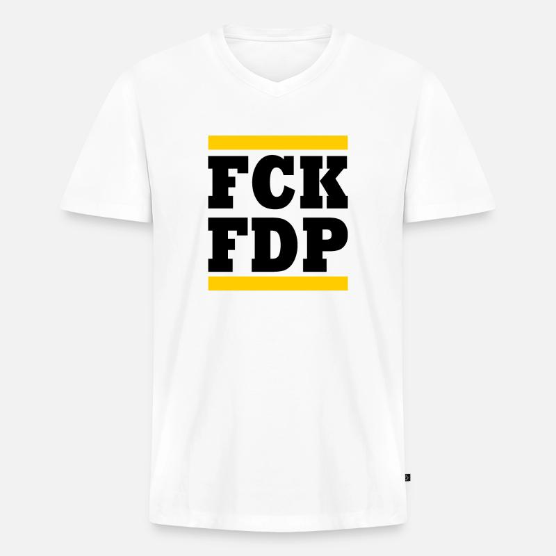 Fck fdp - Männer Premium Bio T-Shirt mit V-Ausschnitt - Weiß