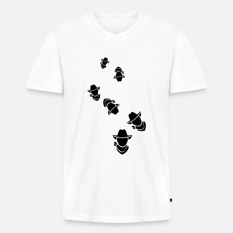 Cowboy western kopf - Männer Premium Bio T-Shirt mit V-Ausschnitt - Weiß