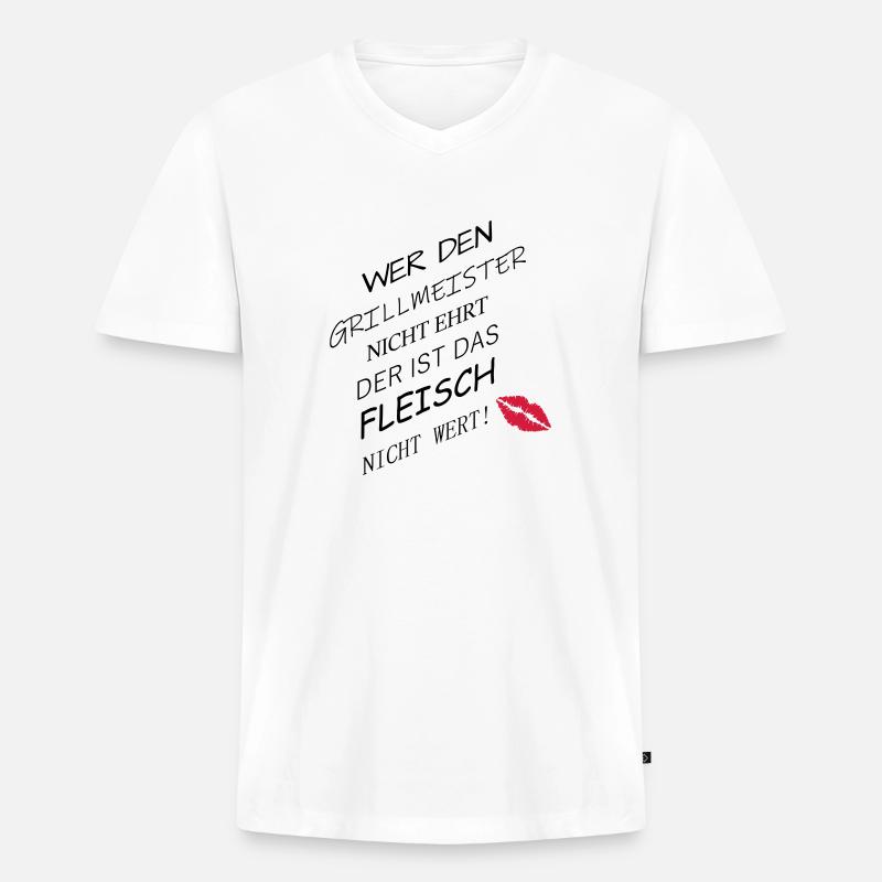 Fleisch nicht wert - Männer Premium Bio T-Shirt mit V-Ausschnitt - Weiß