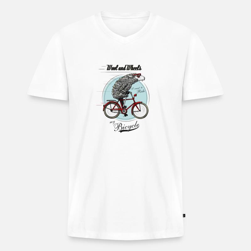 Wool and Wheels - Männer Premium Bio T-Shirt mit V-Ausschnitt - Weiß