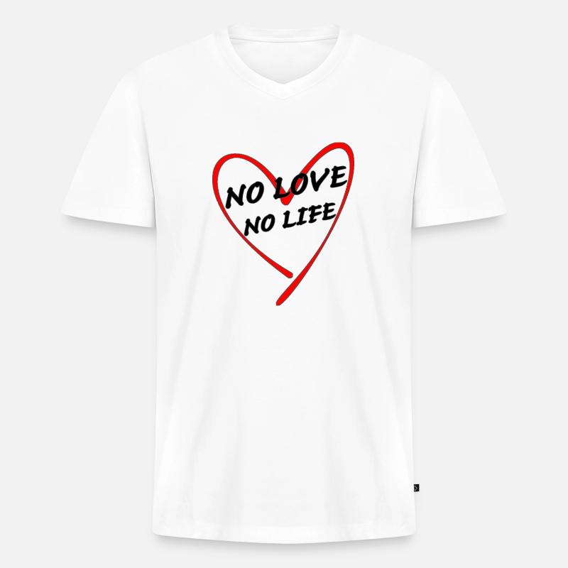 Pas d’amour pas de vie - T-shirt encolure en V Premium bio Homme - blanc