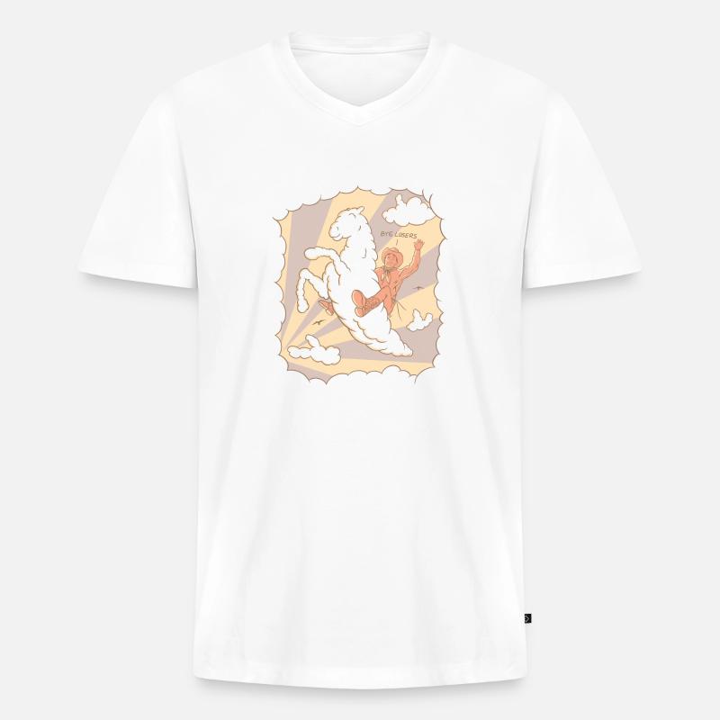 Weit westlich, weit oben - Männer Premium Bio T-Shirt mit V-Ausschnitt - Weiß