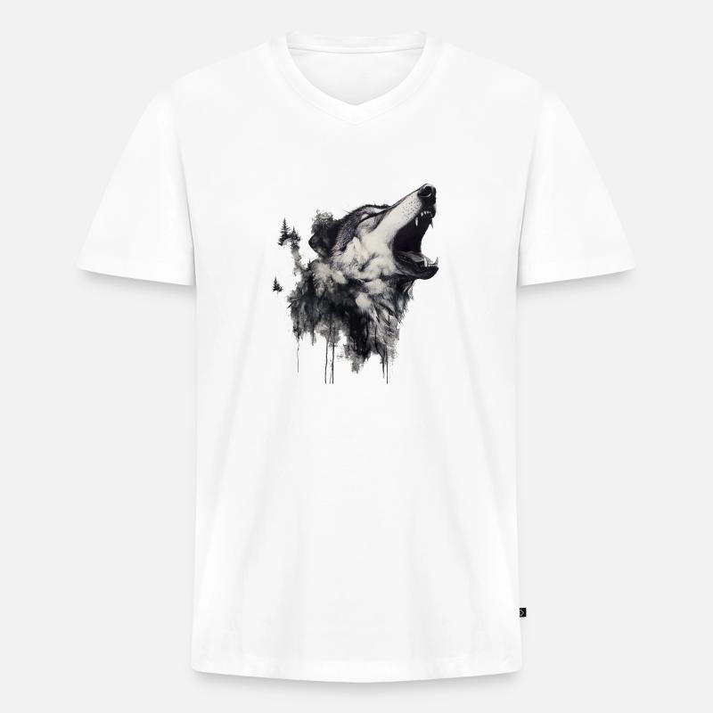 Die Wolfsangst, ein komplexes Phänomen - Männer Premium Bio T-Shirt mit V-Ausschnitt - Weiß
