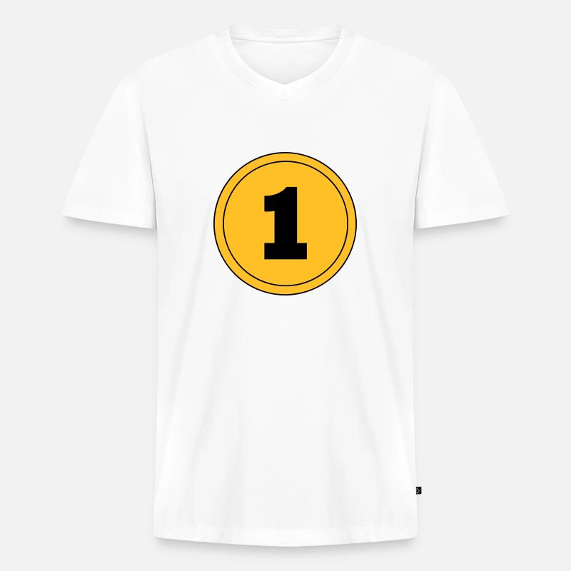 Nummer 1 - Männer Premium Bio T-Shirt mit V-Ausschnitt - Weiß