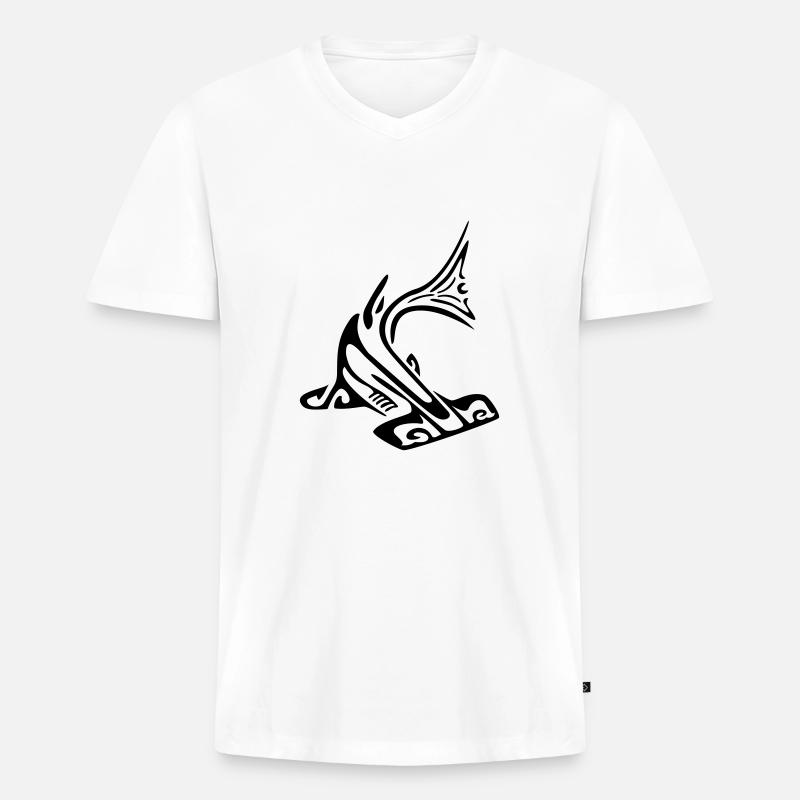 hammer_sharkmanta - Männer Premium Bio T-Shirt mit V-Ausschnitt - Weiß