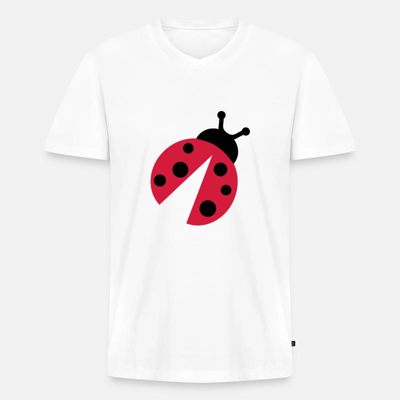 Marienkäfer - Männer Premium Bio T-Shirt mit V-Ausschnitt - Weiß