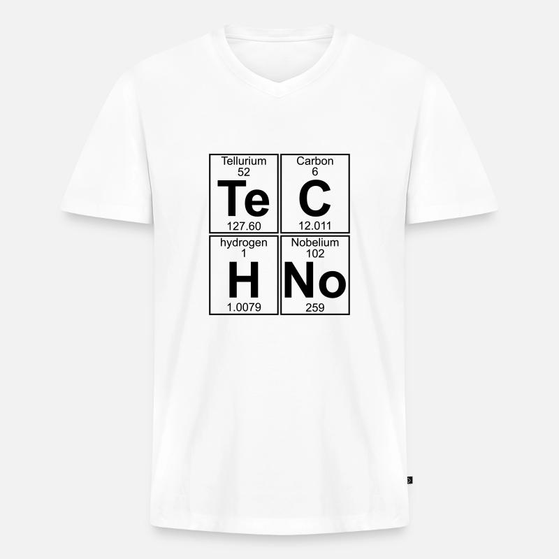 Te-C-H-No (techno) - Männer Premium Bio T-Shirt mit V-Ausschnitt - Weiß
