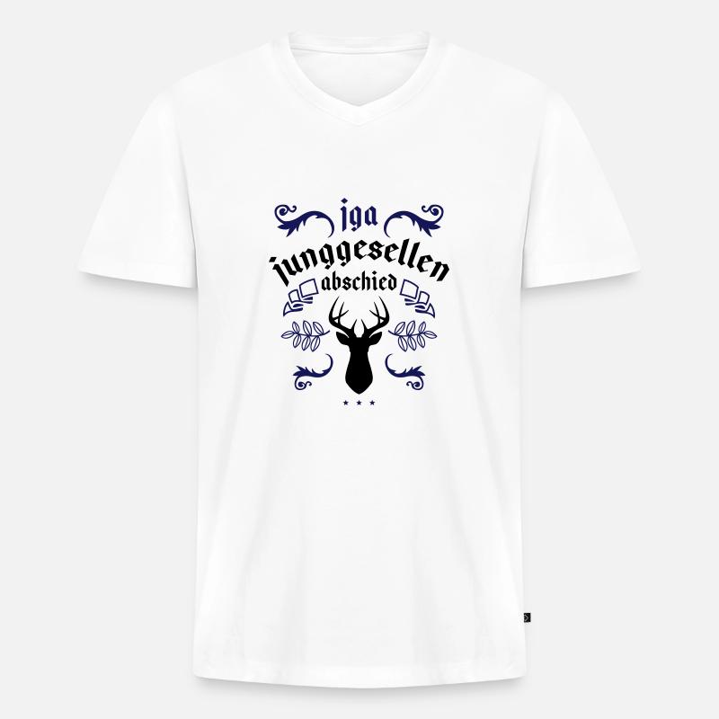 junggesellenabschied jga hirsch - Männer Premium Bio T-Shirt mit V-Ausschnitt - Weiß