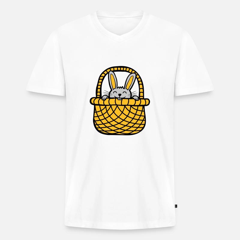 Osterhase versteckt sich - Männer Premium Bio T-Shirt mit V-Ausschnitt - Weiß
