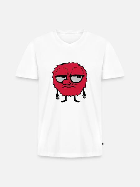 Monster Øjne Ruller Tegneserie - Premium økologisk T-shirt med V-hals til mænd - hvid