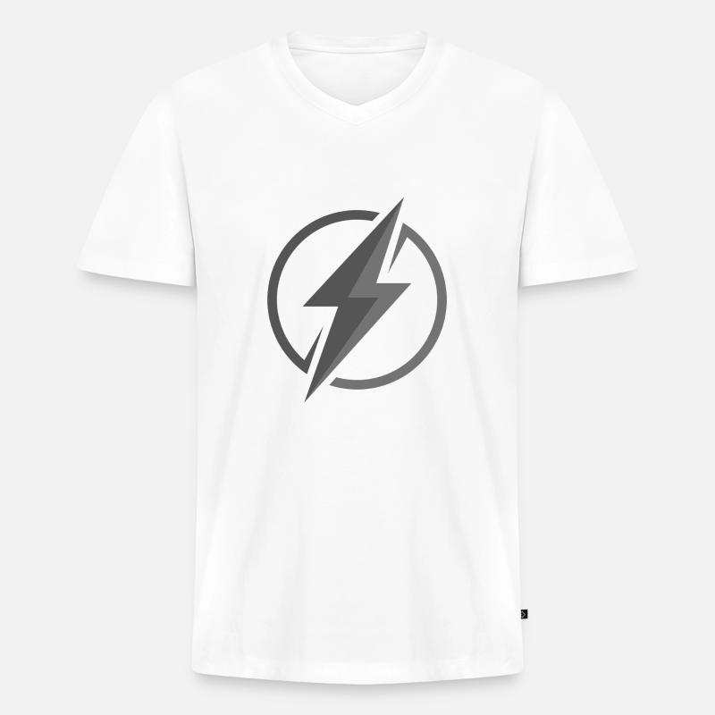 Elektrisierende Energie: Kraft & Dynamik - Männer Premium Bio T-Shirt mit V-Ausschnitt - Weiß