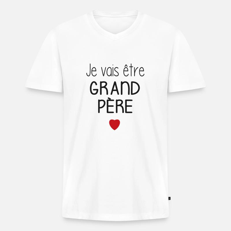 Ich werde Großvater - Herz - Männer Premium Bio T-Shirt mit V-Ausschnitt - Weiß