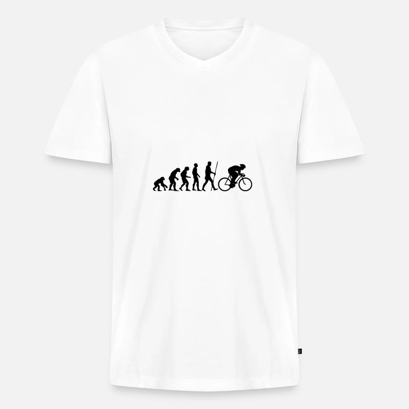 Evolution Rennrad als Geschenk - Männer Premium Bio T-Shirt mit V-Ausschnitt - Weiß