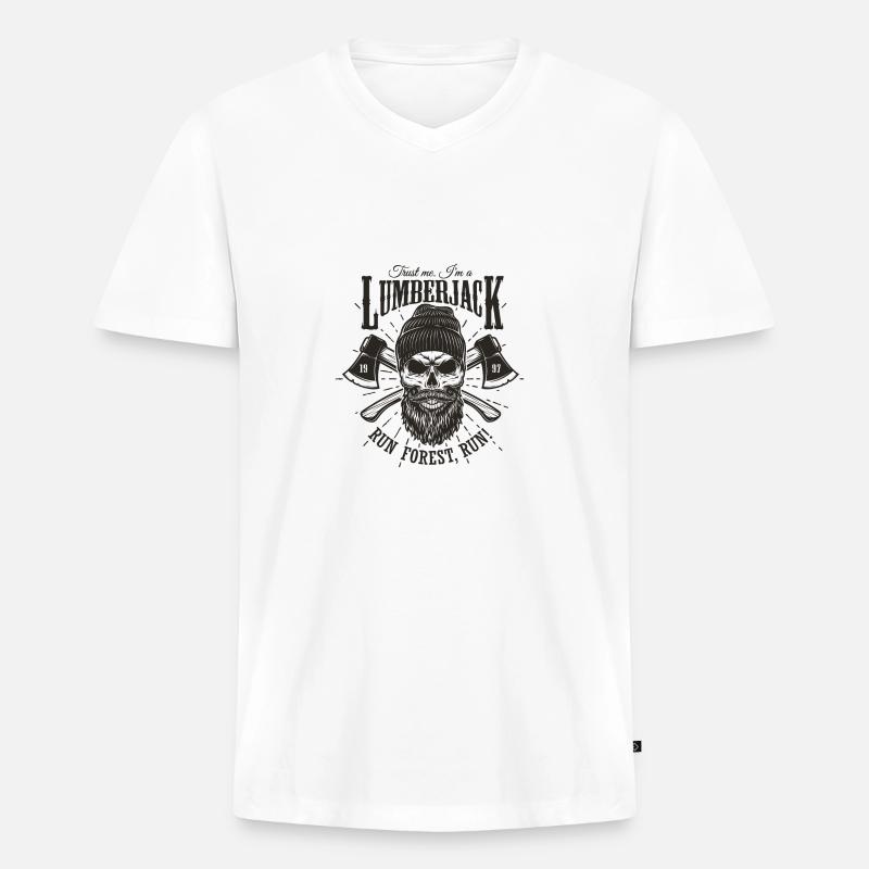 Lumberjack - Männer Premium Bio T-Shirt mit V-Ausschnitt - Weiß
