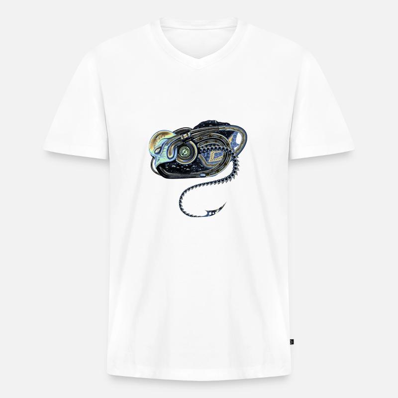 Alien Biomechanik - Männer Premium Bio T-Shirt mit V-Ausschnitt - Weiß
