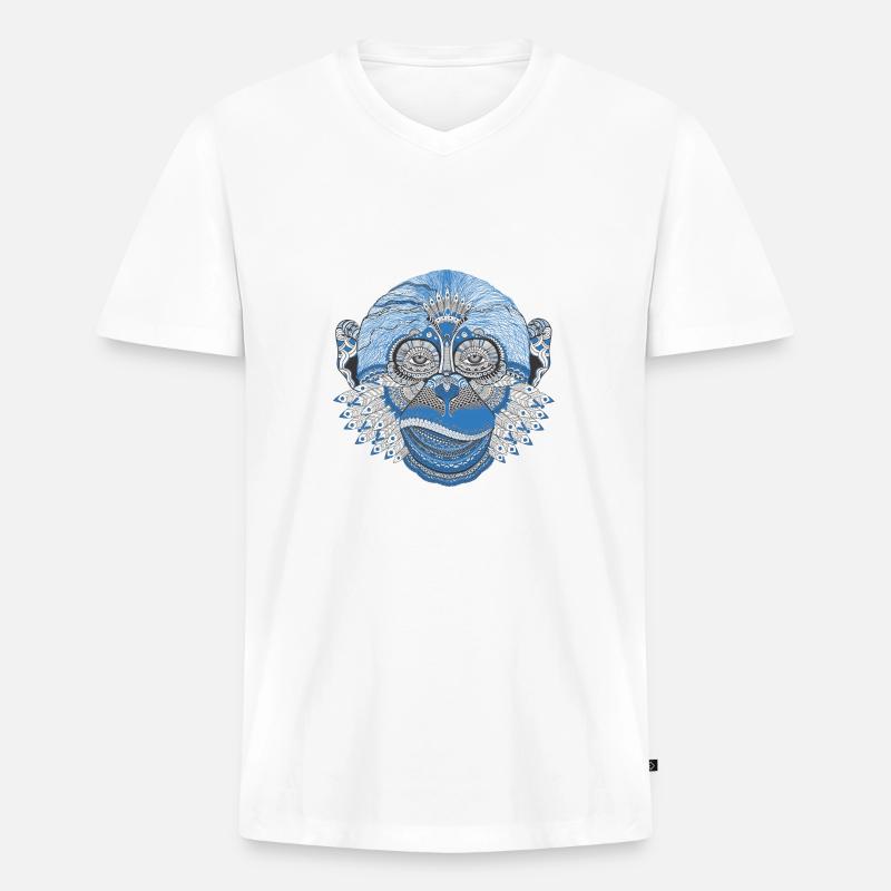 Abstrakter Affe Geschenk Geschenkidee - Männer Premium Bio T-Shirt mit V-Ausschnitt - Weiß