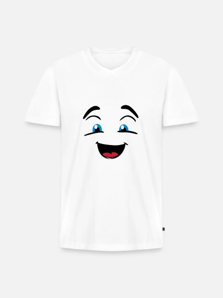 Smiling face - Men's Premium Organic T-shirt with V-neck - white