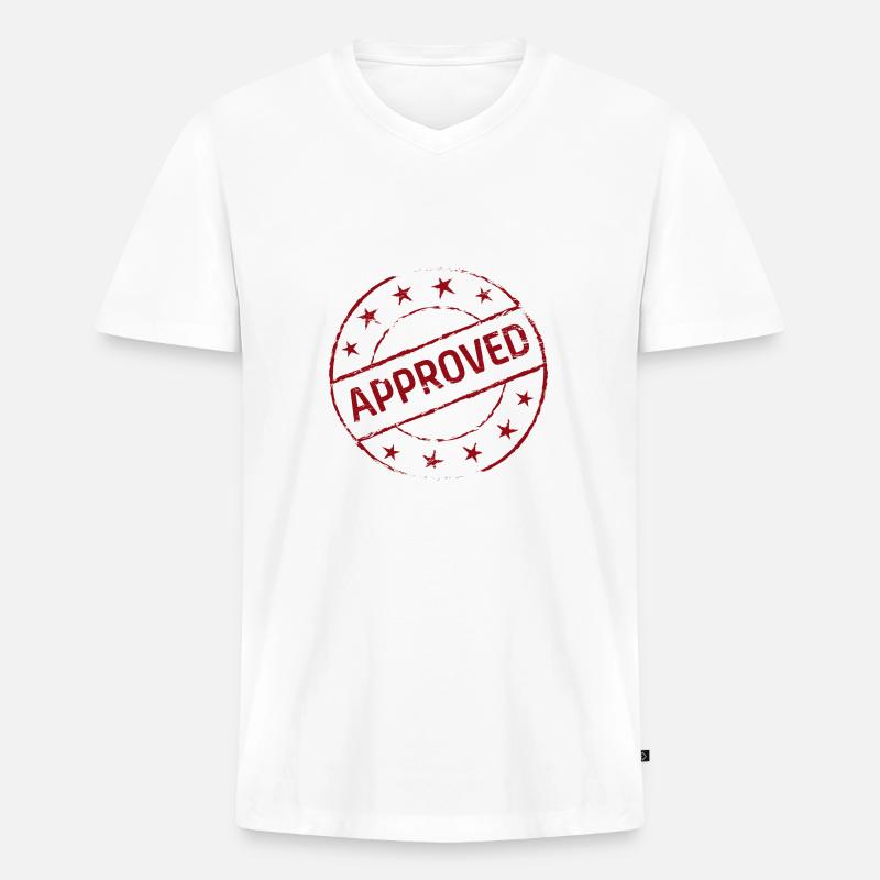 Approved Symbol Geschenk Geschenkidee - Männer Premium Bio T-Shirt mit V-Ausschnitt - Weiß
