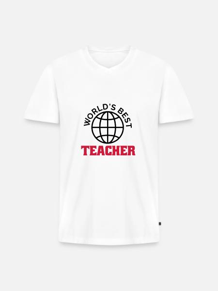 worlds best teacher - Men's Premium Organic T-shirt with V-neck - white