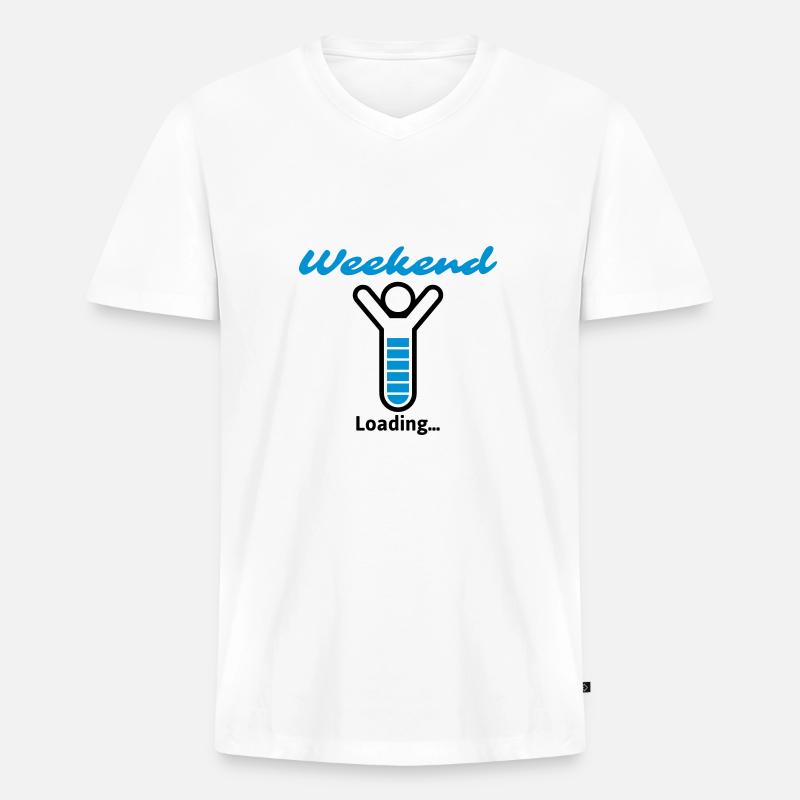 Weekend Loading... - Männer Premium Bio T-Shirt mit V-Ausschnitt - Weiß
