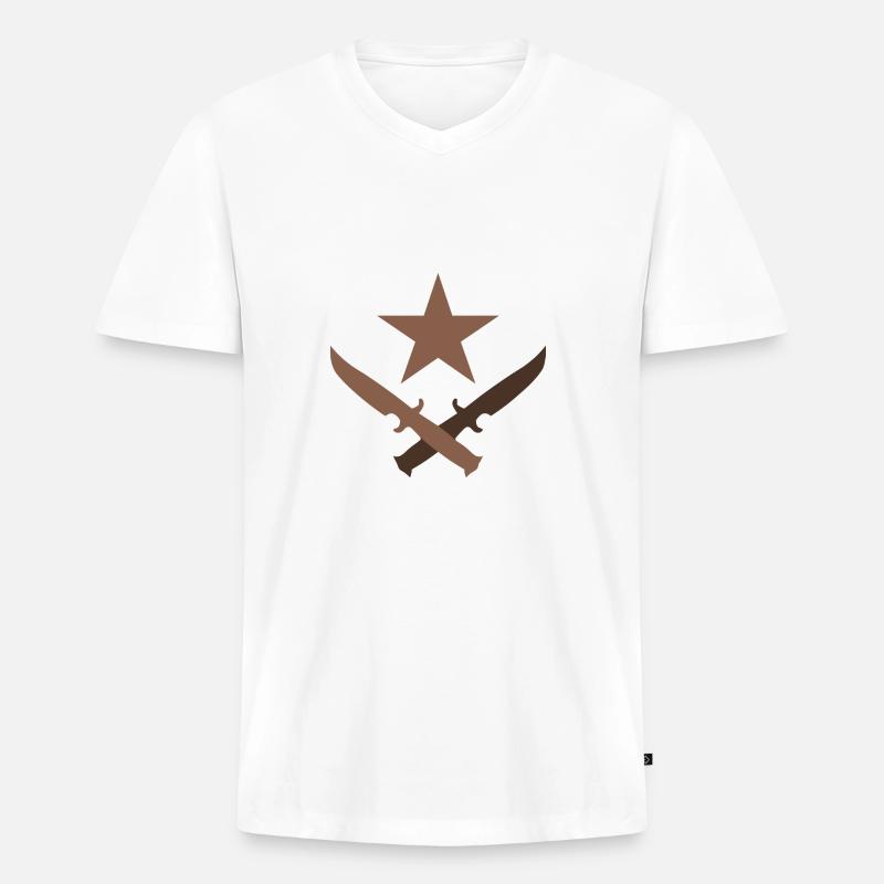 Terroristen - Männer Premium Bio T-Shirt mit V-Ausschnitt - Weiß