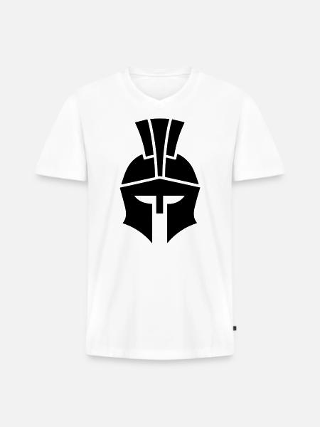 Spartanischer Helm - Männer Premium Bio T-Shirt mit V-Ausschnitt - Weiß