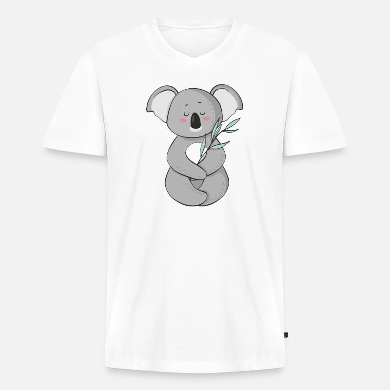 Koala - Männer Premium Bio T-Shirt mit V-Ausschnitt - Weiß