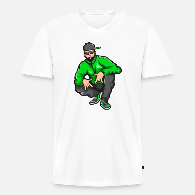 Bad Boy, Rap, Rapper, Rapper, Big Up - Maglietta ecologica premium da uomo con scollo a V - bianco