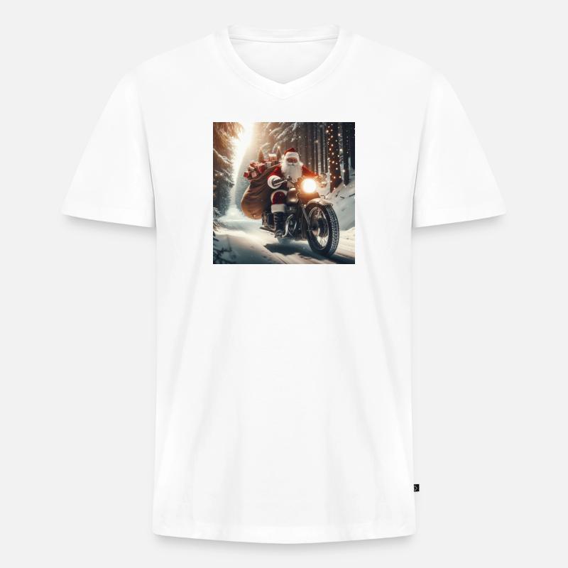 Weihnachts Design2 - Männer Premium Bio T-Shirt mit V-Ausschnitt - Weiß