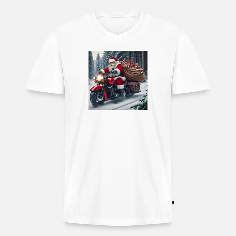 Weihnachts Design 3 - Männer Premium Bio T-Shirt mit V-Ausschnitt - Weiß