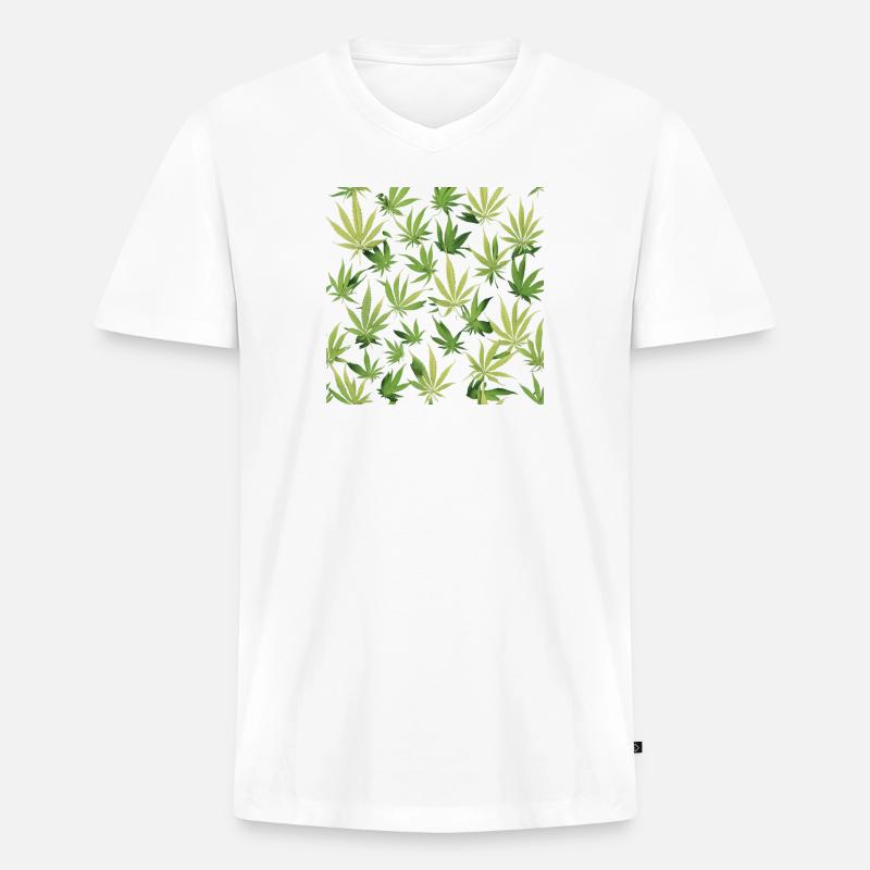 Cannabis 2 - Männer Premium Bio T-Shirt mit V-Ausschnitt - Weiß