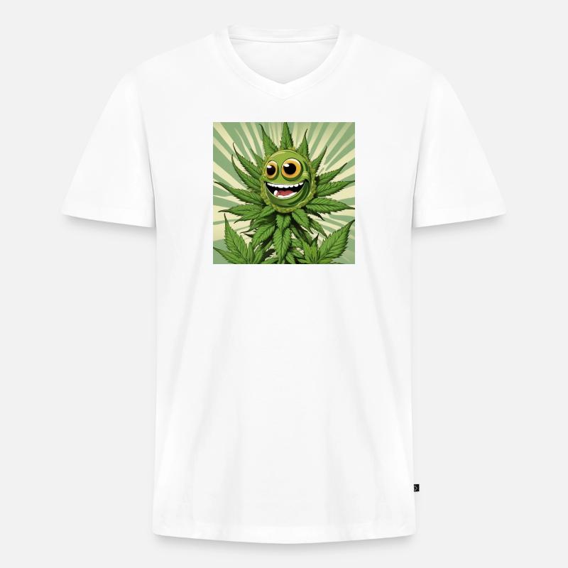 Cannabis 3 - Männer Premium Bio T-Shirt mit V-Ausschnitt - Weiß