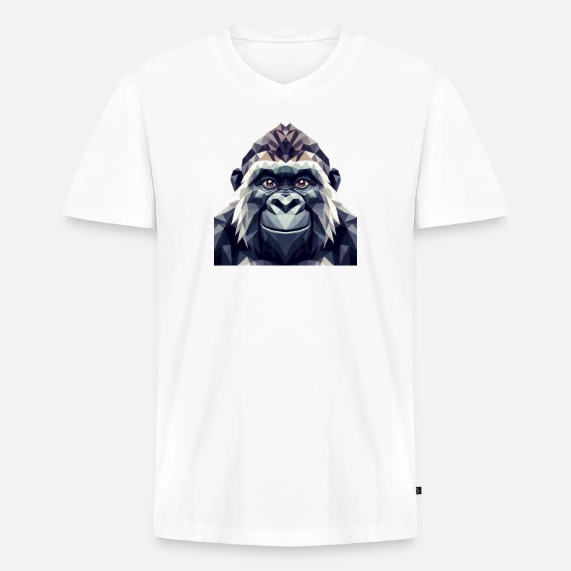 Ein Affe im Polygon-Stil - Männer Premium Bio T-Shirt mit V-Ausschnitt - Weiß