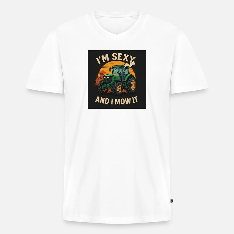 Traktor TShirt Format - Männer Premium Bio T-Shirt mit V-Ausschnitt - Weiß