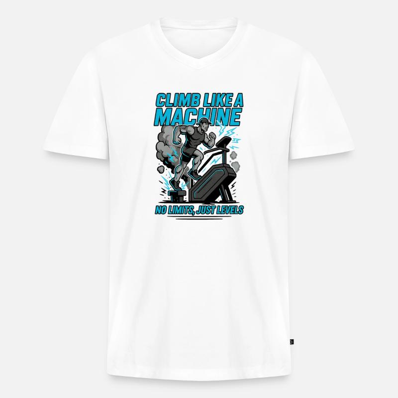 Workout Climb like a Machine - Männer Premium Bio T-Shirt mit V-Ausschnitt - Weiß