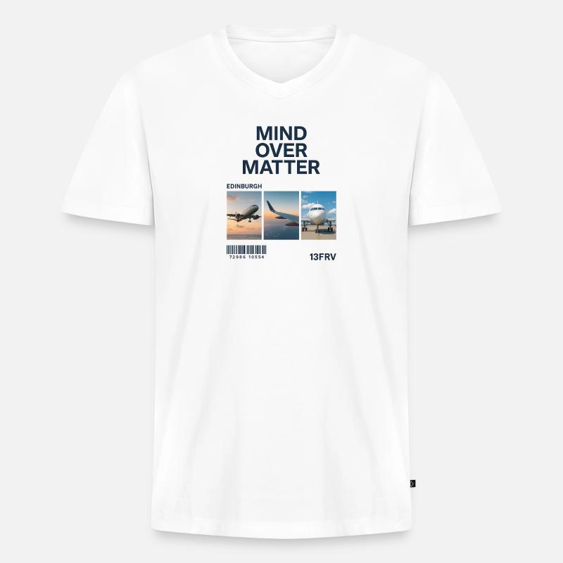 Mind Over Matter: Edinburgh Triptychon - Männer Premium Bio T-Shirt mit V-Ausschnitt - Weiß