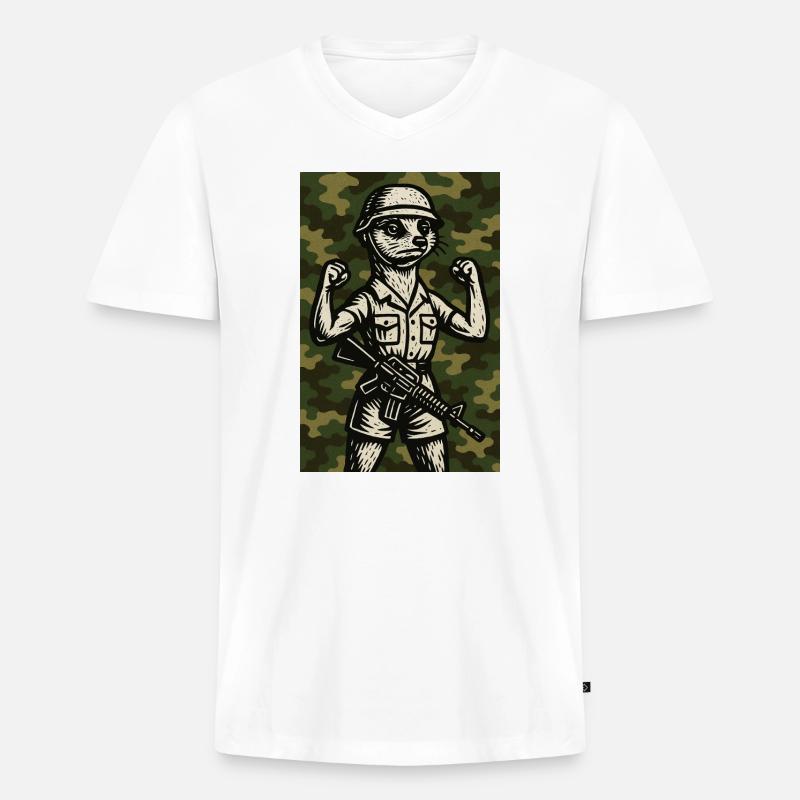 erdmännchen comic helden - Männer Premium Bio T-Shirt mit V-Ausschnitt - Weiß