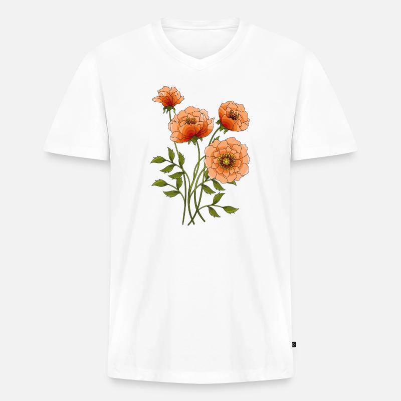 Blumen - Männer Premium Bio T-Shirt mit V-Ausschnitt - Weiß