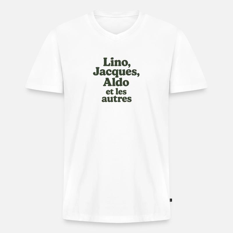 Abenteuer ist Abenteuer. Lino, Jacques - Männer Premium Bio T-Shirt mit V-Ausschnitt - Weiß