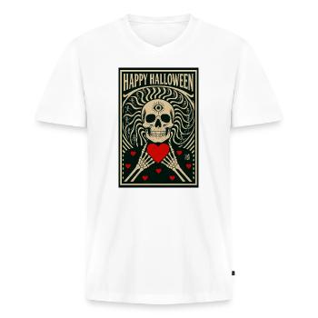 la_mort_vous_va_si_bien - Men's Premium Organic T-shirt with V-neck - white - Front - Nico (187cm)