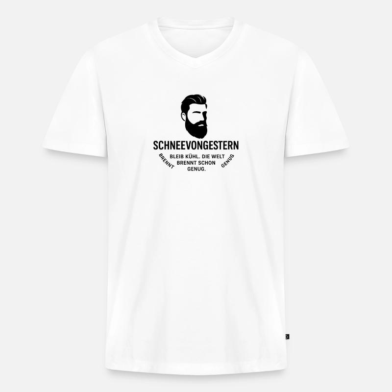 Bartkopf Portrait mit Textgrafik(SchneeVonGestern) - Männer Premium Bio T-Shirt mit V-Ausschnitt - Weiß