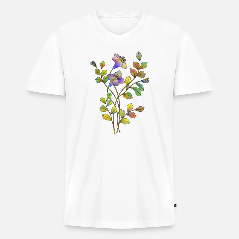 Blumen - Männer Premium Bio T-Shirt mit V-Ausschnitt - Weiß