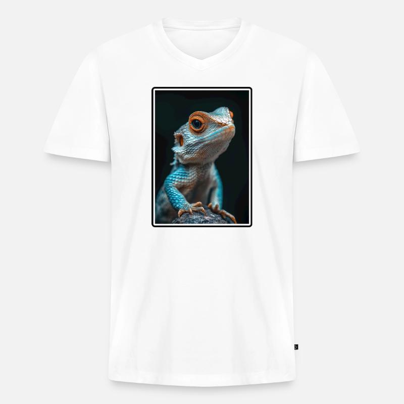 Eidechsen Eidechse - Männer Premium Bio T-Shirt mit V-Ausschnitt - Weiß