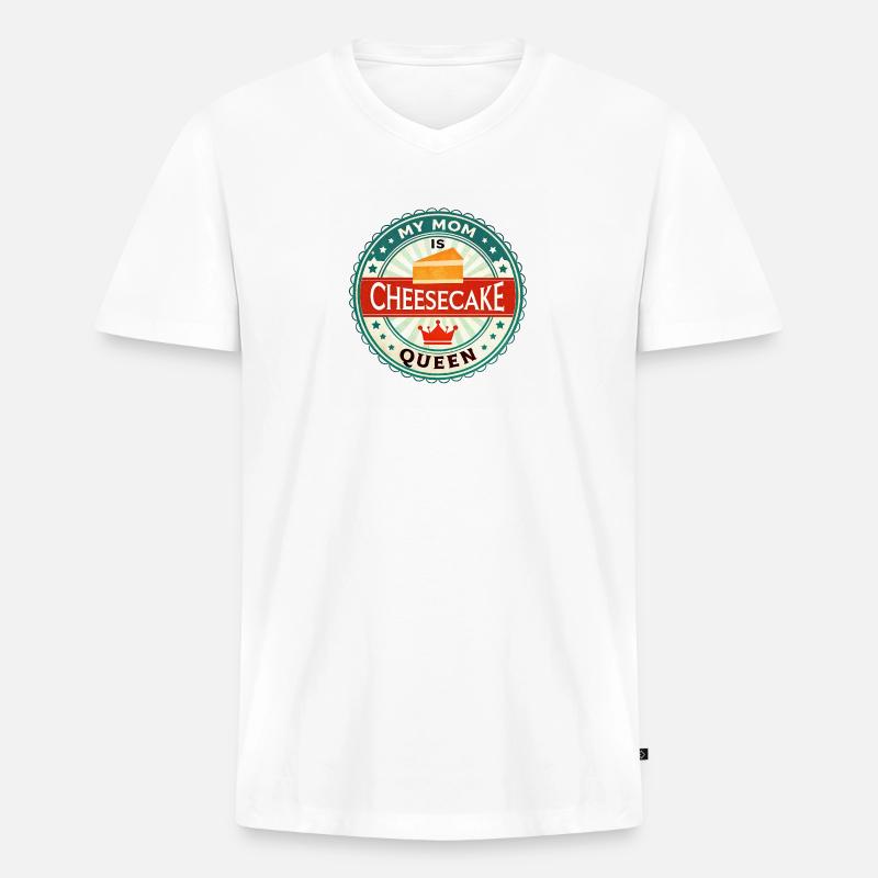 Cheesecake Queen Mutti Abzeichen - Männer Premium Bio T-Shirt mit V-Ausschnitt - Weiß