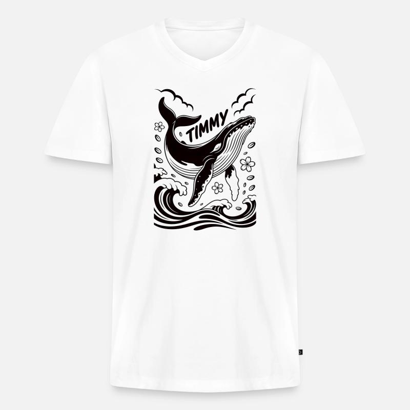 Timmy der Wal - Männer Premium Bio T-Shirt mit V-Ausschnitt - Weiß