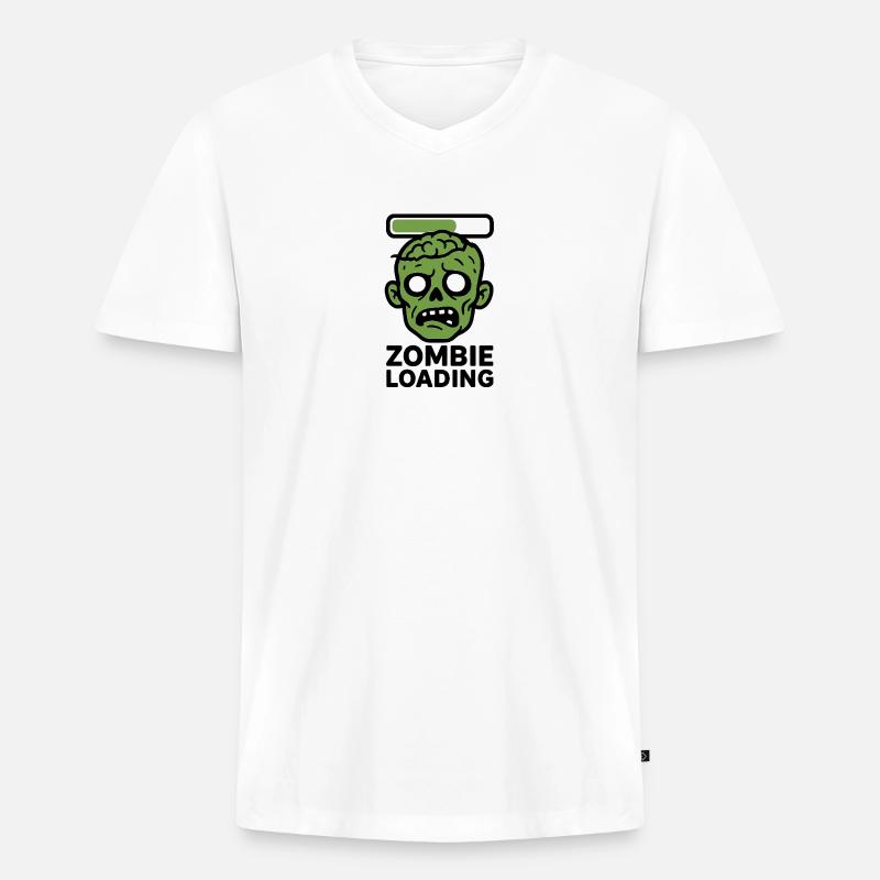Zombie Loading Schädel Grafik - Männer Premium Bio T-Shirt mit V-Ausschnitt - Weiß